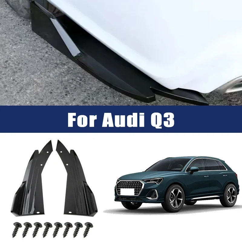 

Car Rear Bumper Spoiler Lip Carbon Fiber Wing Trim Protection Anti-crash Diffuser Side Skirt Wrap Angle Splitter For Audi Q3