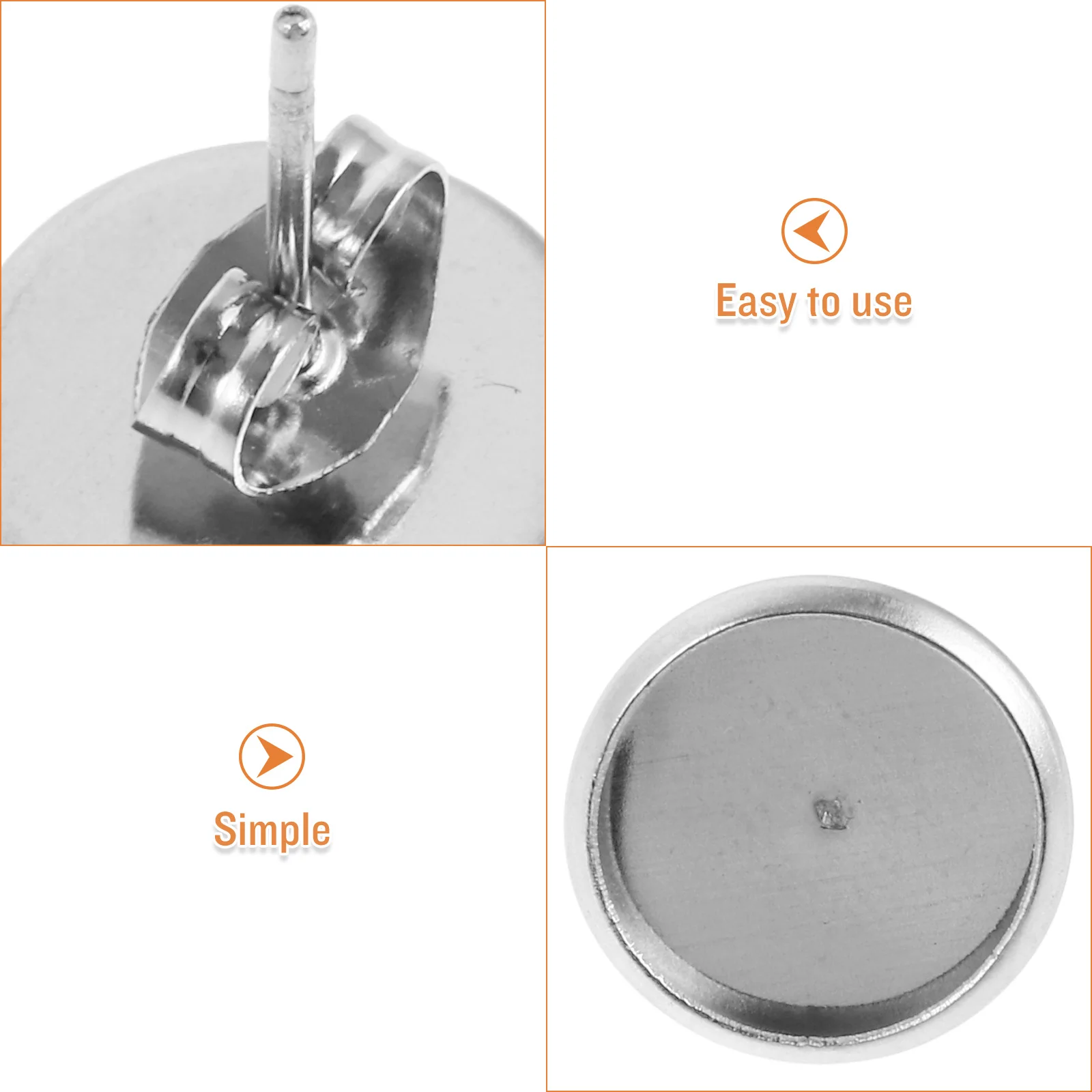 20Pcs Metal Earring Blanks Tray Simple Elegant Design DIY Jewelry Making Base Blank Earring Posts Blank Bezel Tray