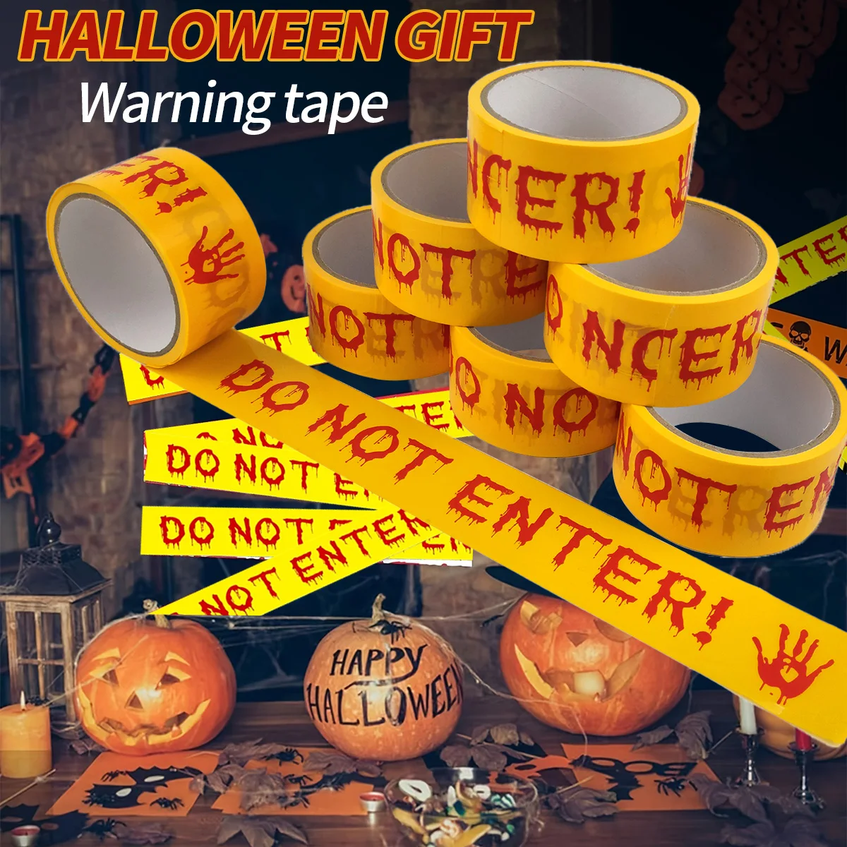 

25M Halloween Yellow Warning Tape No Entry Party Decoration Tape Suitable for Halloween Party Decor