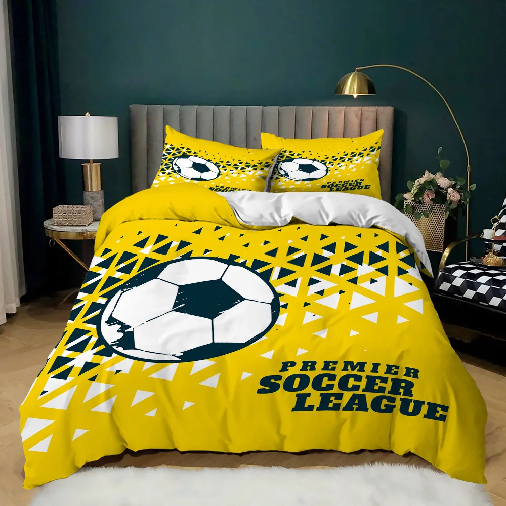 Football Duvet Cover Set Soccer Goal Soft Bedding Set Polyester Sports Competitive Theme 2/3Pcs Full Queen King Size Quilt Cover