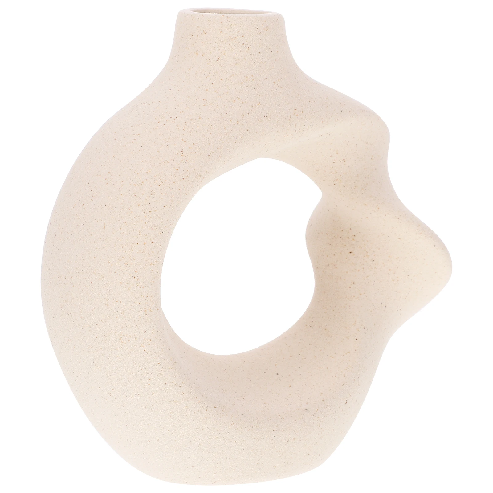 

White Ceramic Artistic Flower Vase Modern Simple Abstract Dried Flower Arrangement Holder for Home Office Decor