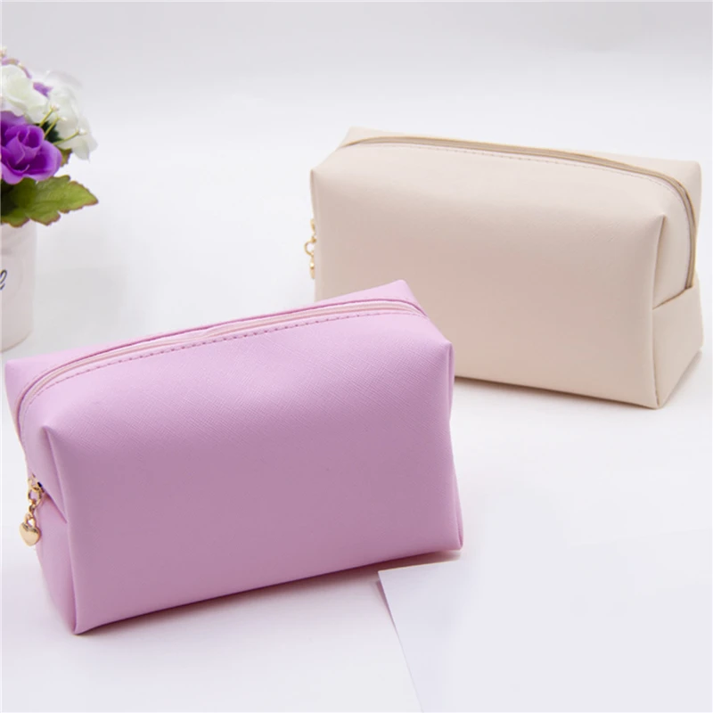 1/2/3pcs Girls Cosmetic Bag PU Leather Makeup Handbag Women Travel Toiletry Wash Storage Pouch Waterproof Organizer Make Up Case