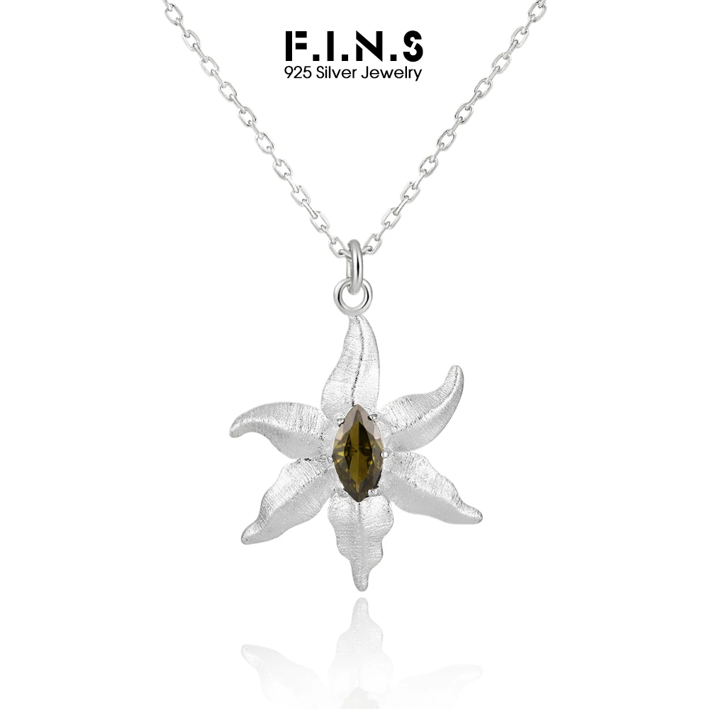 

F.I.N.S морская звезда S925 стерлингового серебра оливковый циркон камень ожерелье женское INS универсальные подвески со звездами цепочка на ключицу ювелирные изделия