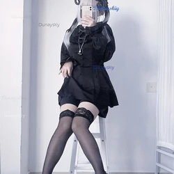 Jirai kei Lolita Girls Dress Set Japanese Women Kawii Bow Blouse Slim Black White Angel Devil Skirt Sexy Sweet Students Suit