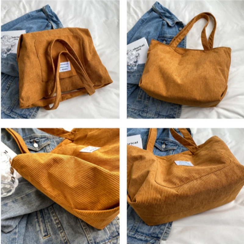 Large Capacity Corduroy Shoulder Bag 2023 New Fashion Simple Handbag Leisure Student Side Bags for Woman Free Shipping