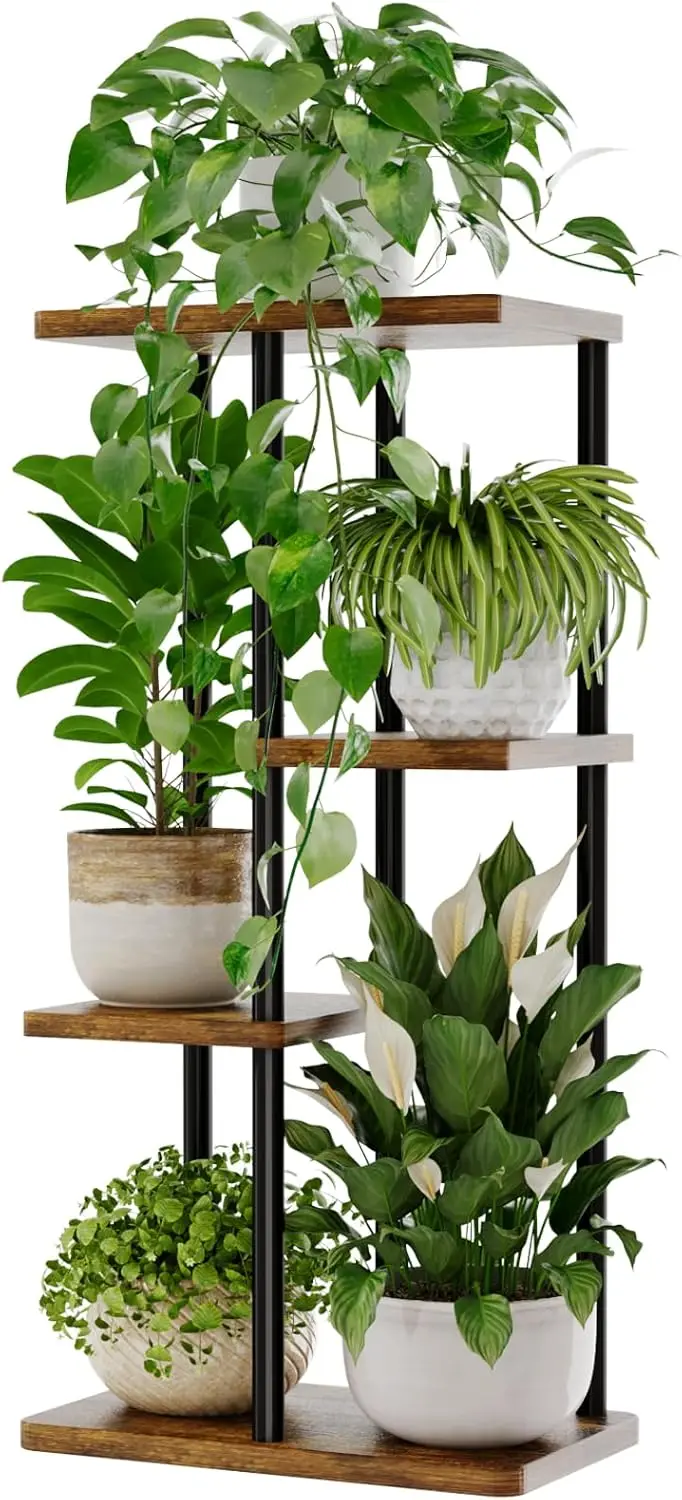 4-Tier Corner Plant Stand, Metal Shelf for Indoor Plants, Patio Garden Balcony Living Room Bedroom Display stand plant stand