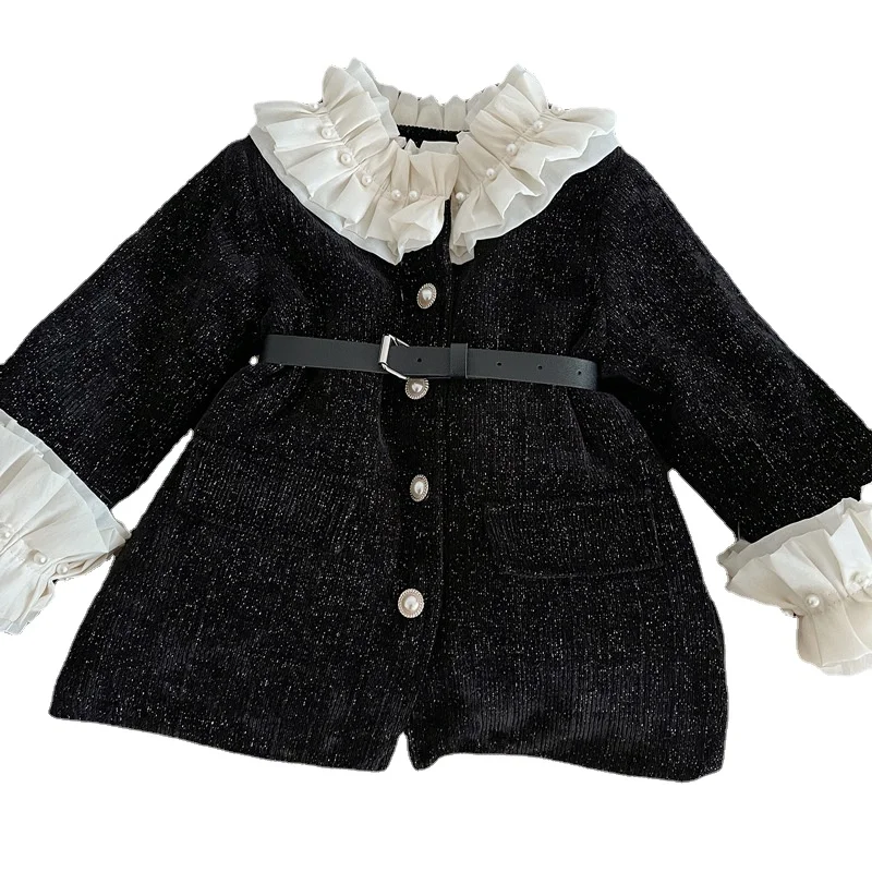 Manteau d'hiver en coton pour enfants, nouveau bébé fille, col fleuri, Clip latéral, haut épais et Long, vêtements d'hiver pour filles