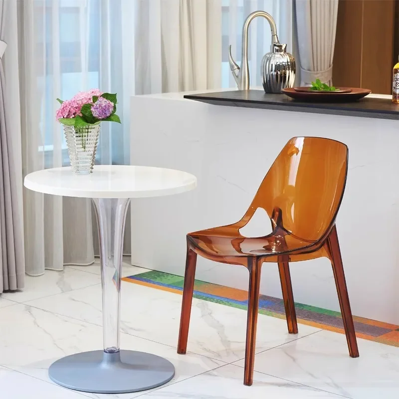 Table à manger en acrylique, table ronde tulipe transparente de styliste pour la maison, table de négociation simple pour restaurant de célébrités d'internet