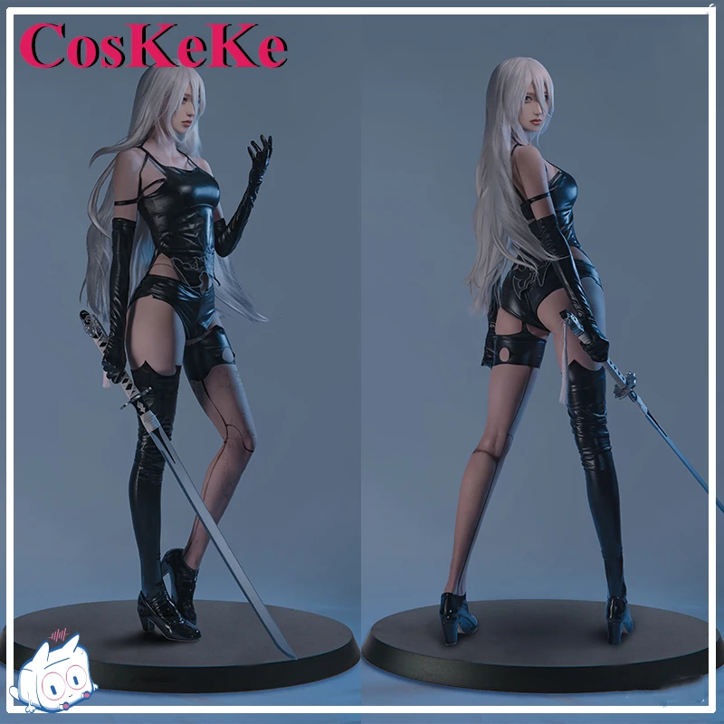 

CosKeKe A2 Cosplay Anime Game NieR: Automata Costume Lovely Sweet Black Pu Uniform Halloween Carnival Party Role Play Clothing