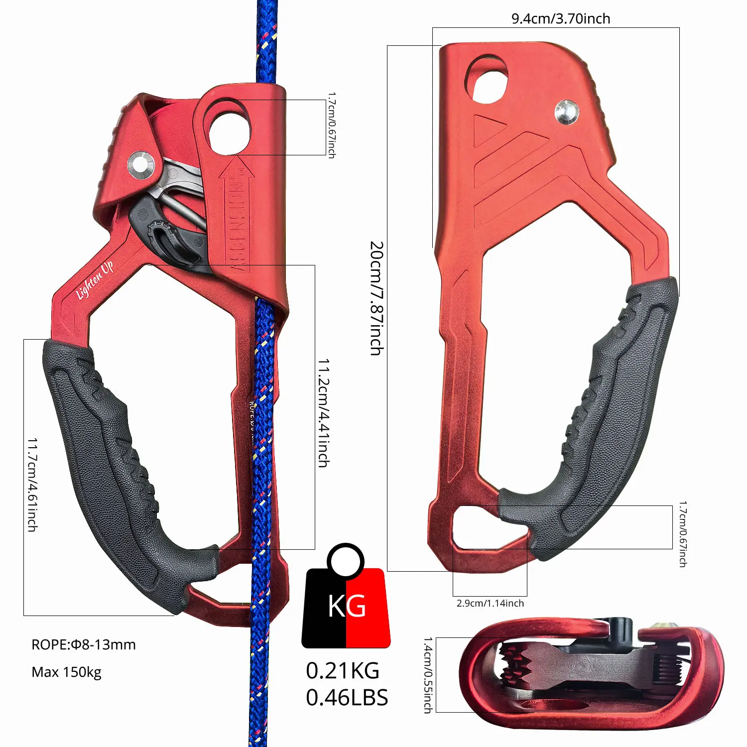 

Outdoor Climbing Hand Ascender Climbing Rope Clamp Lightweight Wear-Resistant Mountaineer Handle Ascender Climbing Rope Tools