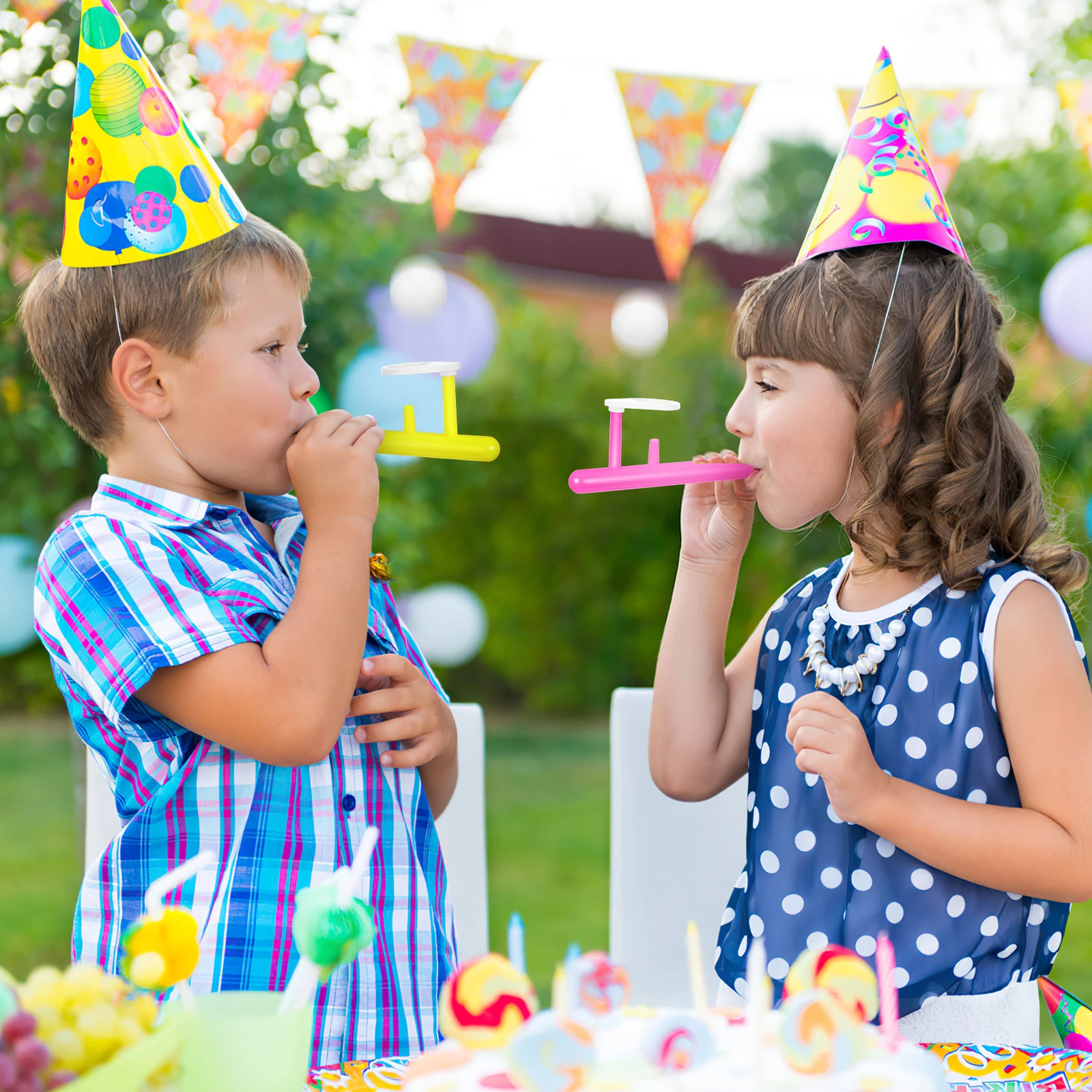 24pcs Floating Blow Pipe Balls Game Funny Blowing Ball For Kids Balance Birthday Party Favor Colorful Toddler Balancing Play