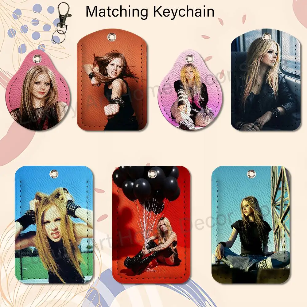 A-Avril L-Lavigne Ironic Cartoon Game Anime Leather Card Holder Can Store Access Control ID Card Subway Air Tag Case