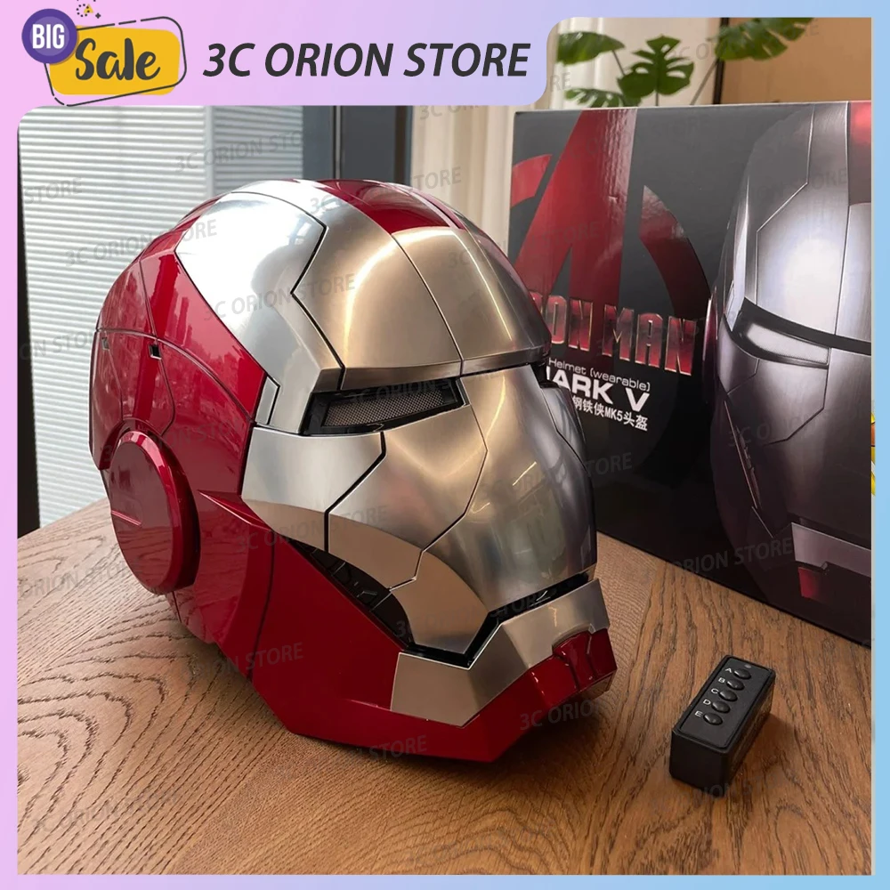 

MK5 Железный человек шлем светодиодные глаза 1/1 косплей голосовое управление Мстители металлическая маска электрический голосовой контроль шлем игрушки для мальчиков подарки на день рождения