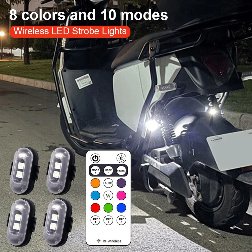 

4PCS Wireless LED Strobe Lights with Remote Control USB Charing Waterproof Anti-Collision Led Emergency Warning Lights for Car