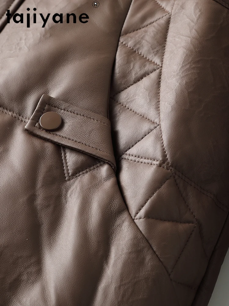 Tajiyane branco ganso para baixo jaqueta de couro real feminino 100% pele carneiro gola para baixo casacos roupas de inverno 2025 дубл onderка
