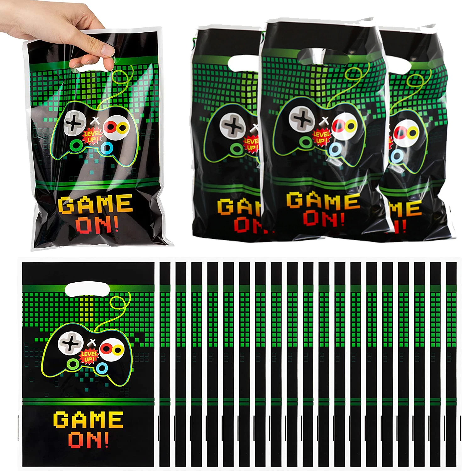 10pcs Video Games Party Favor Bags Plastic Loot Gifts Bags Goody Candy Treat Bags for Kids Birthday Party Supplies Decorations