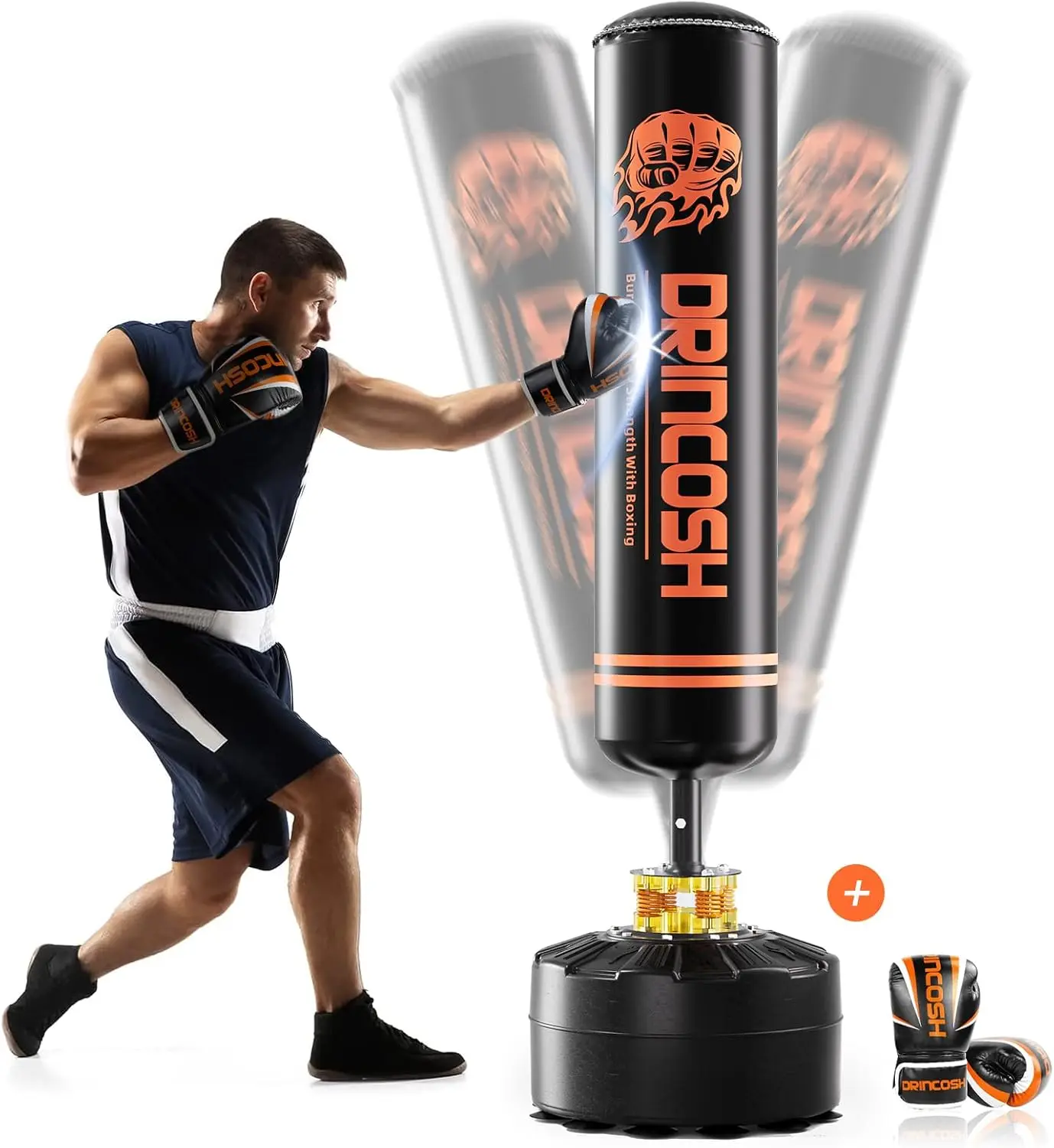 

Bag with Stand Adult-70 Free Standing Boxing Bag with Suction Cup Base for Adult Teens, Heavy Bag with Boxing Gloves for MMA