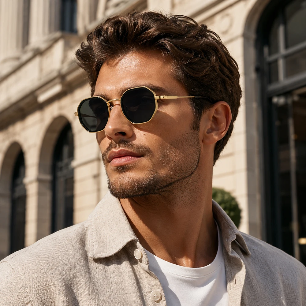 Vintage Octagon Polygon Sunglasses Men Women UV400 Protection Driving Retro Geometric Sun Glasses Street Fashion Eyewear