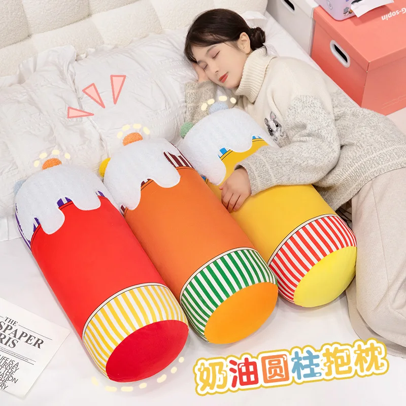 55cm Cream Cylindrical Throw Pillows Soft And Comfortable Sleep With The Pillow Home Decoration Holiday Gift Send Family