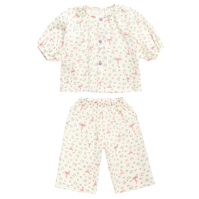 

Girls PJ Top and Bottom Sleepwear Set Kids Pajamas Suit Coat Style Three Quarter Sleeve & Paints Princess Nightgowns Size 2-9Y