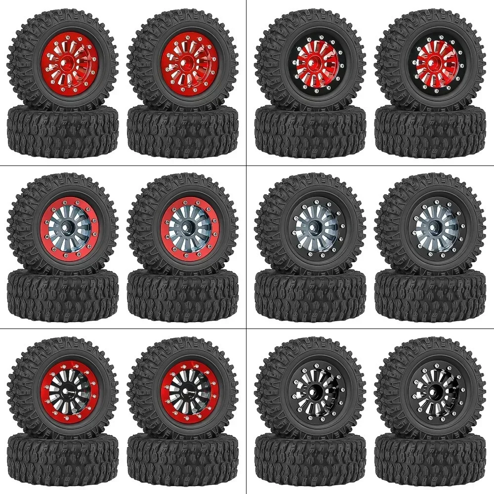 

4pcs 65mm 1.3" Metal Beadlock Wheel Tire Set For 1/18 1/24 RC Crawler Car TRX4M SCX24 AX24 FCX24 Upgrade Parts