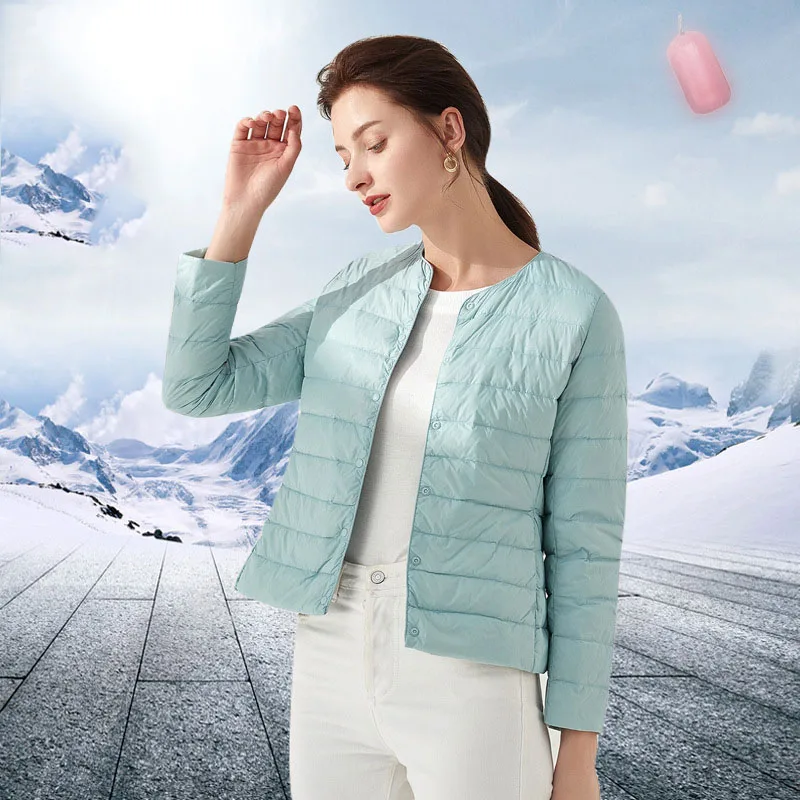 New Autumn Winter Women Slim Thin Short Down Coat Female Ultra Light Warm Down Jacket Women's Jacket Outwear Button