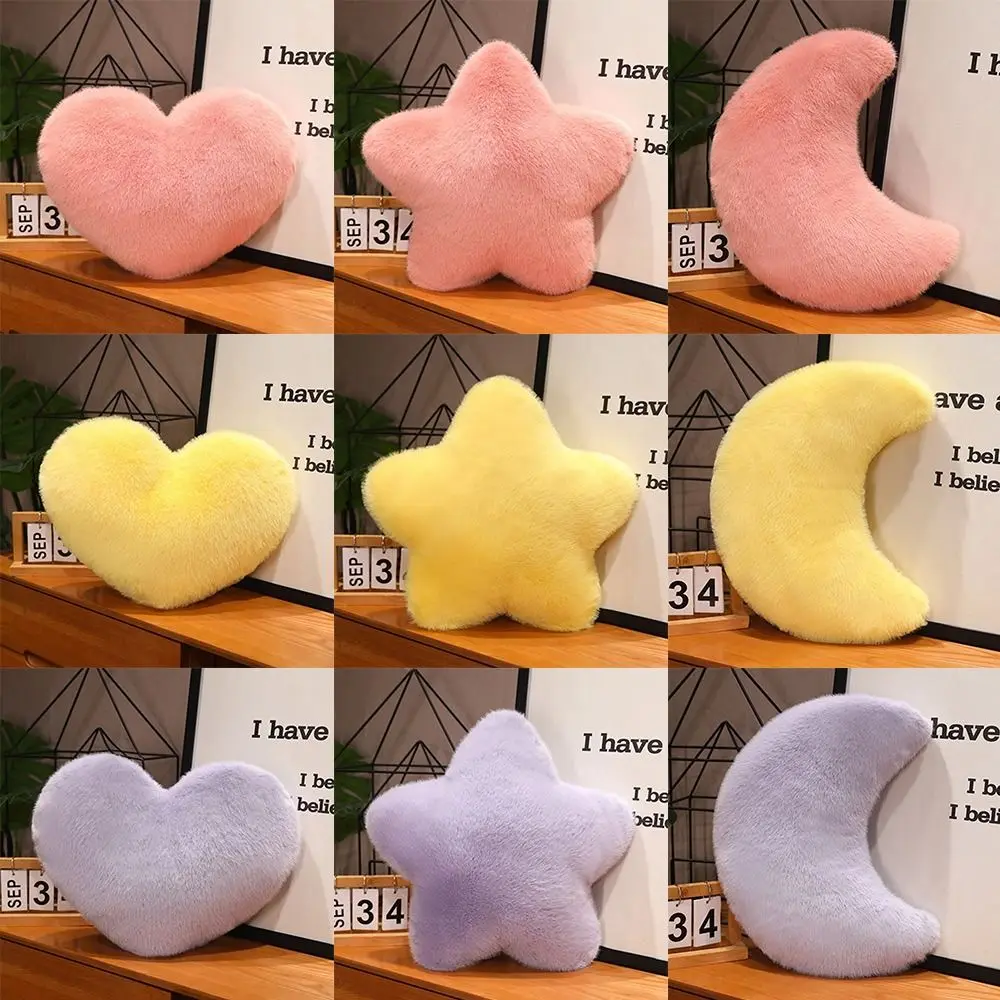 Creative Gift Moon Pattern Heart Plush Pillow Star Shape PP Cotton Soft Pillow Soft Pink Color Stuffed Pillow for Birthday