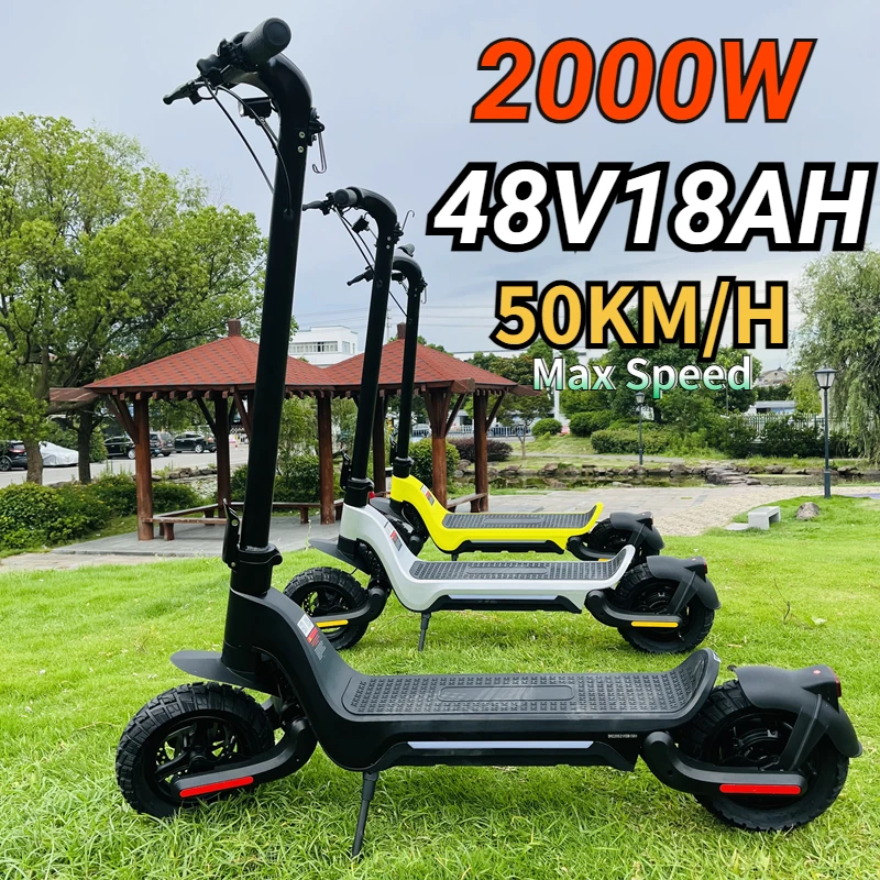 S9 Plus Adult Electric Scooter 2000W Dual Motor 48V18Ah 10inch Off-road Tire Folding Smart  APP 45mph Speed 70km Range Escooters