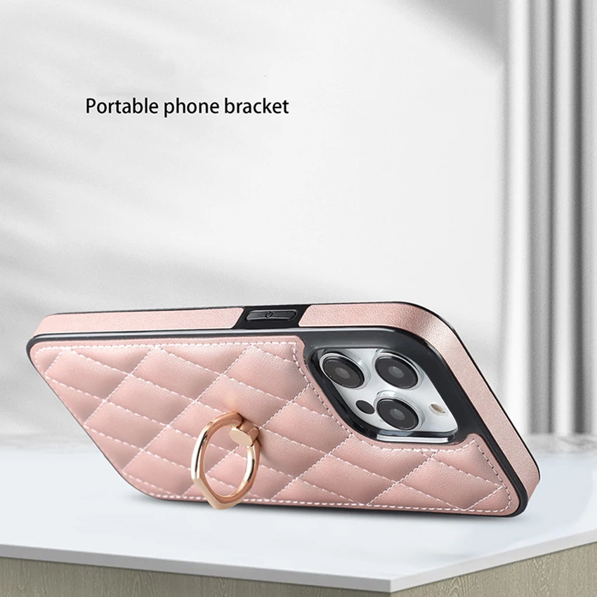 아이폰 16 15 14 13 Pro 12 11 Max Plus용 가죽 핑거링 폰 케이스, 사이드 데칼 16Pro 하드 폰 케이스, 15Pro 커버, Xs 7 쉘