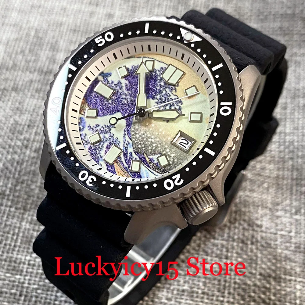 Tandorio Titanium Diver 20ATM NH35 Automatic Men Watch At 3.8 KAGAWANA Dial White Chapter Ring Sapphire Glass Rubber Strap