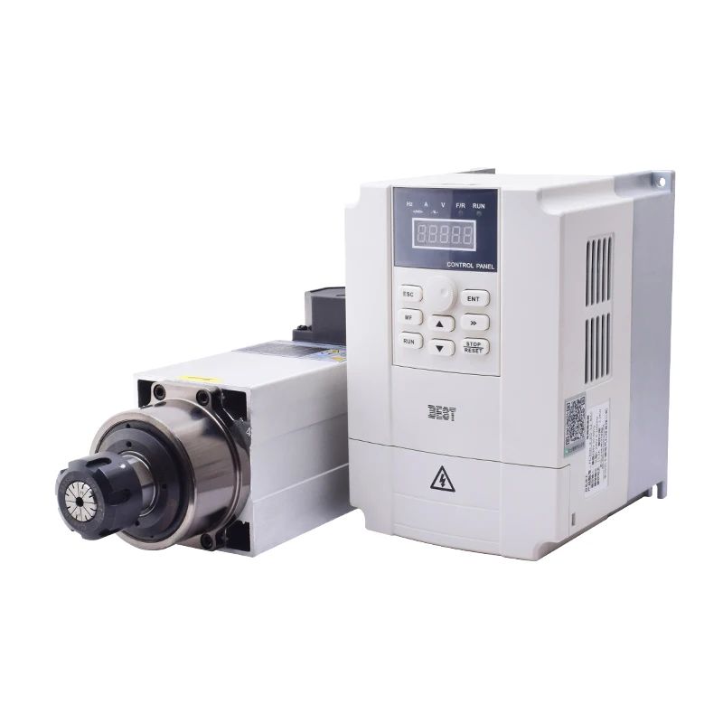 Air Cooled Spindle Motor 4 Bearings Square 18000rpm With BEST 3.5kw Inverter VFD Kits for CNC Milling Machine