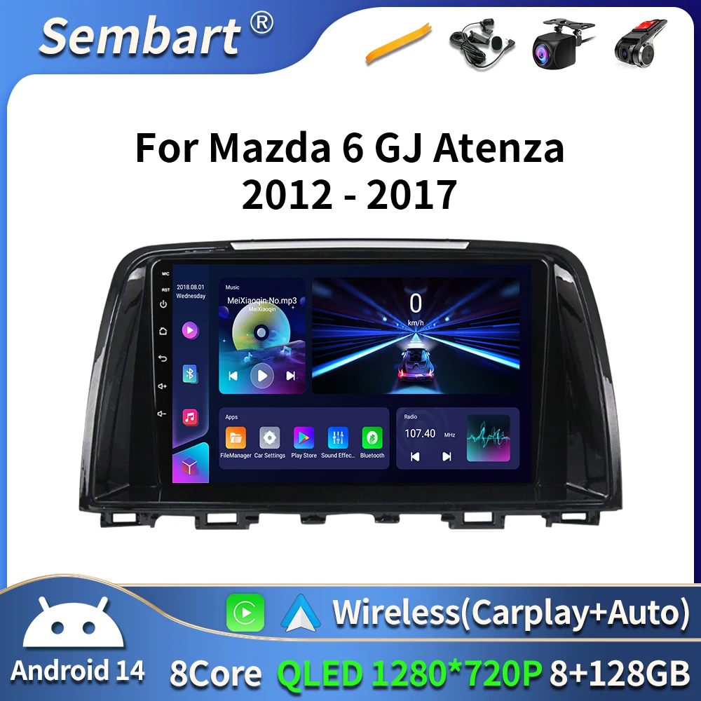 Car Multimedia Player For Mazda 6 GJ Atenza 2012-2017 Touring Sport GT wireless Carplay Android Auto 4G Wifi 2din GPS BT DVD