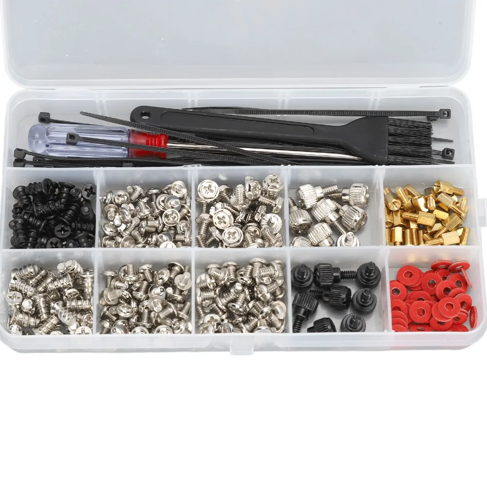362pcs Assortment 362 Pcs Computer Screw Set Cable Tie Screwdriver Maintenance Kit Computer Screws Assortment Kit PC Repair