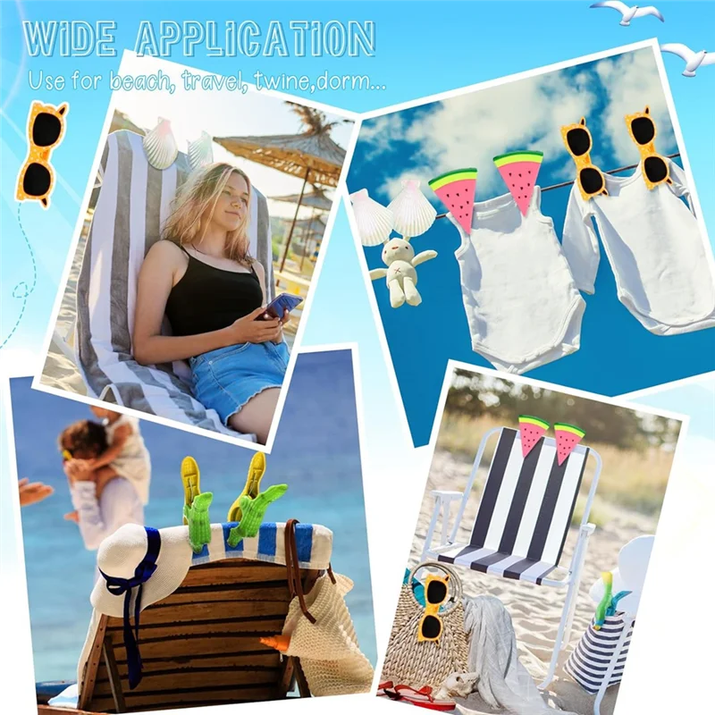 8 Uds Clips para toallas de playa lindos Clips para toallas para sillas soporte para toallas de playa clavijas para ropa alfileres para Patio playa Pool-AT64