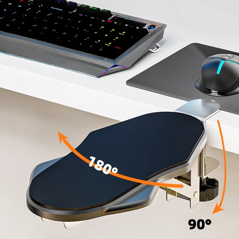 Computer Desk Arm Rest Pad Foldable Ergonomic Wrist Rest Support for Keyboard Armrest Extender Rotating Mouse Pad Holder Rack