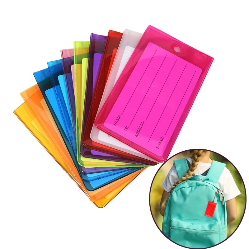 10/20 قطعة علامة الأمتعة الصعود الشحن البلاستيكية علامات الأمتعة إكسسوارات السفر النساء الرجال حقيبة معرف عنوان اسم حامل حقيبة التسمية