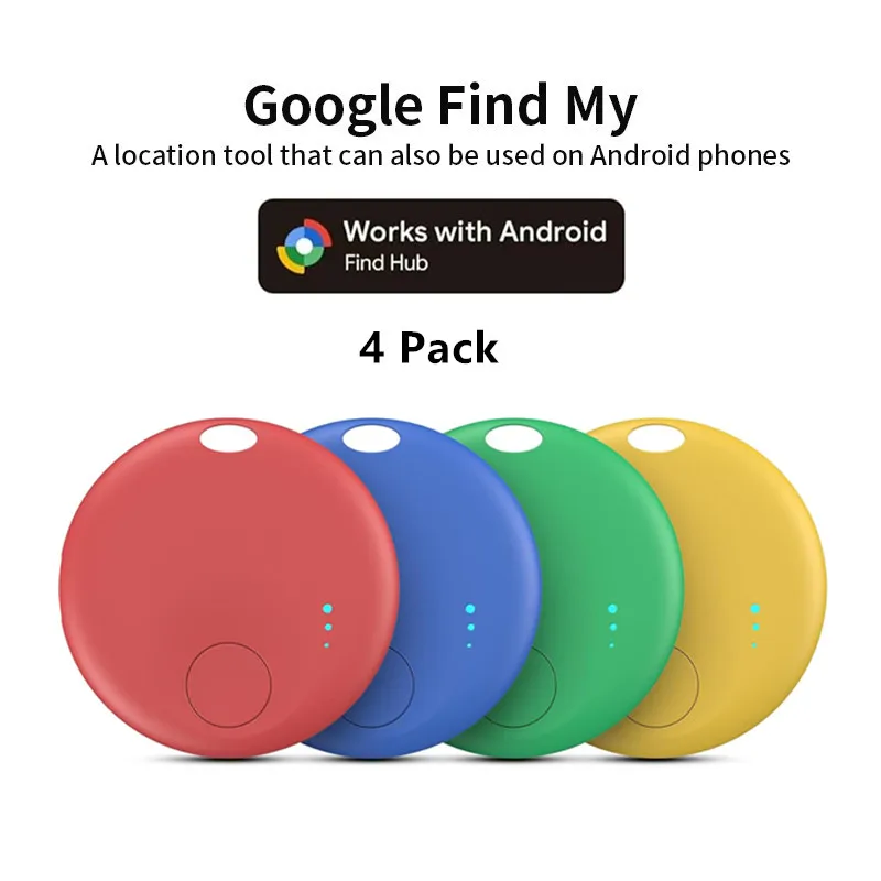 

4 Pack Air tag Android Bluetooth Tracker Tag GPS Locator Tracking Device Smart Tags Work with Google's Find Hub App Item Finder