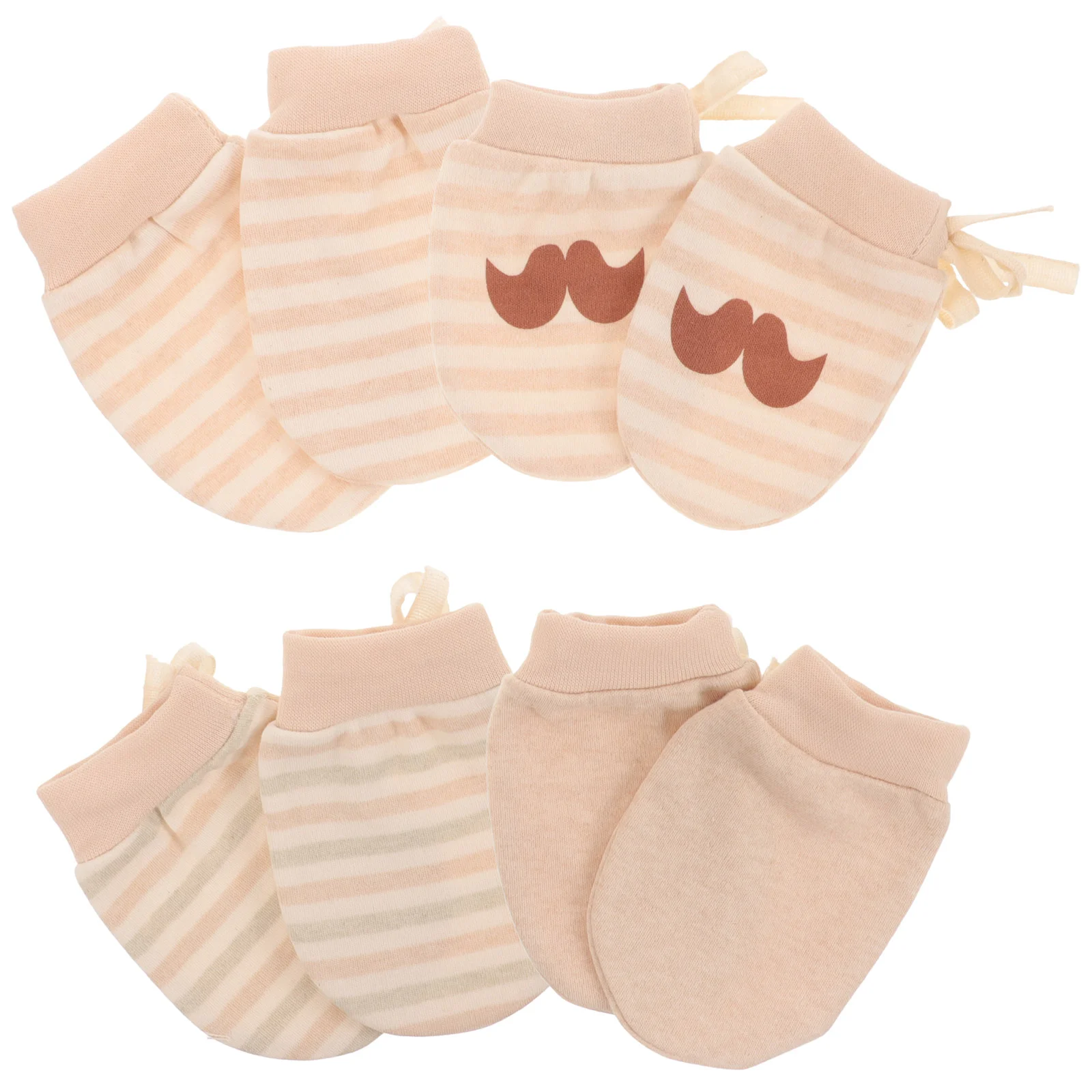 4 Pairs Baby Gloves Cotton Mittens for Newborn Adjustable No-scratch Infant Mitts