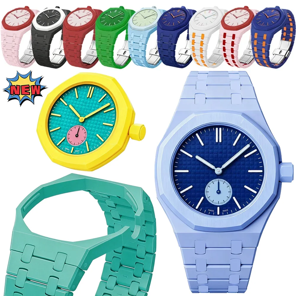 Image of Biokeramik-Gehäuse + Armband für Swatch X AP Royal Pop Taschenuhr, Modifikations-Set, hochwertiges Armband für Royal Pop, zum Umrüsten auf ein Uhrenarmband.