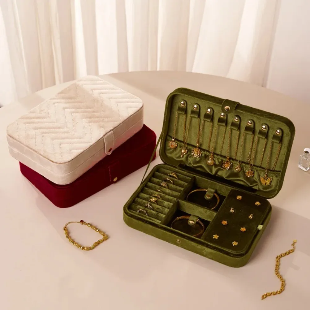 Vintage Flannel Jewelry Organizer Large Capacity Jewelry Organizer Boxes Earring Necklace Bracelet Storage Box Satisfactory Gift 4