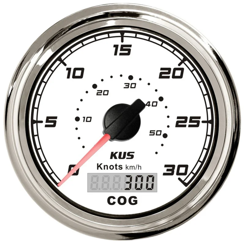 

Kus 85mm Marine Speedometers 0-30Knots Speed Charts 0-50Km/H Waterproof Speed Mileometers with GPS Antenna Red Yellow Backlight