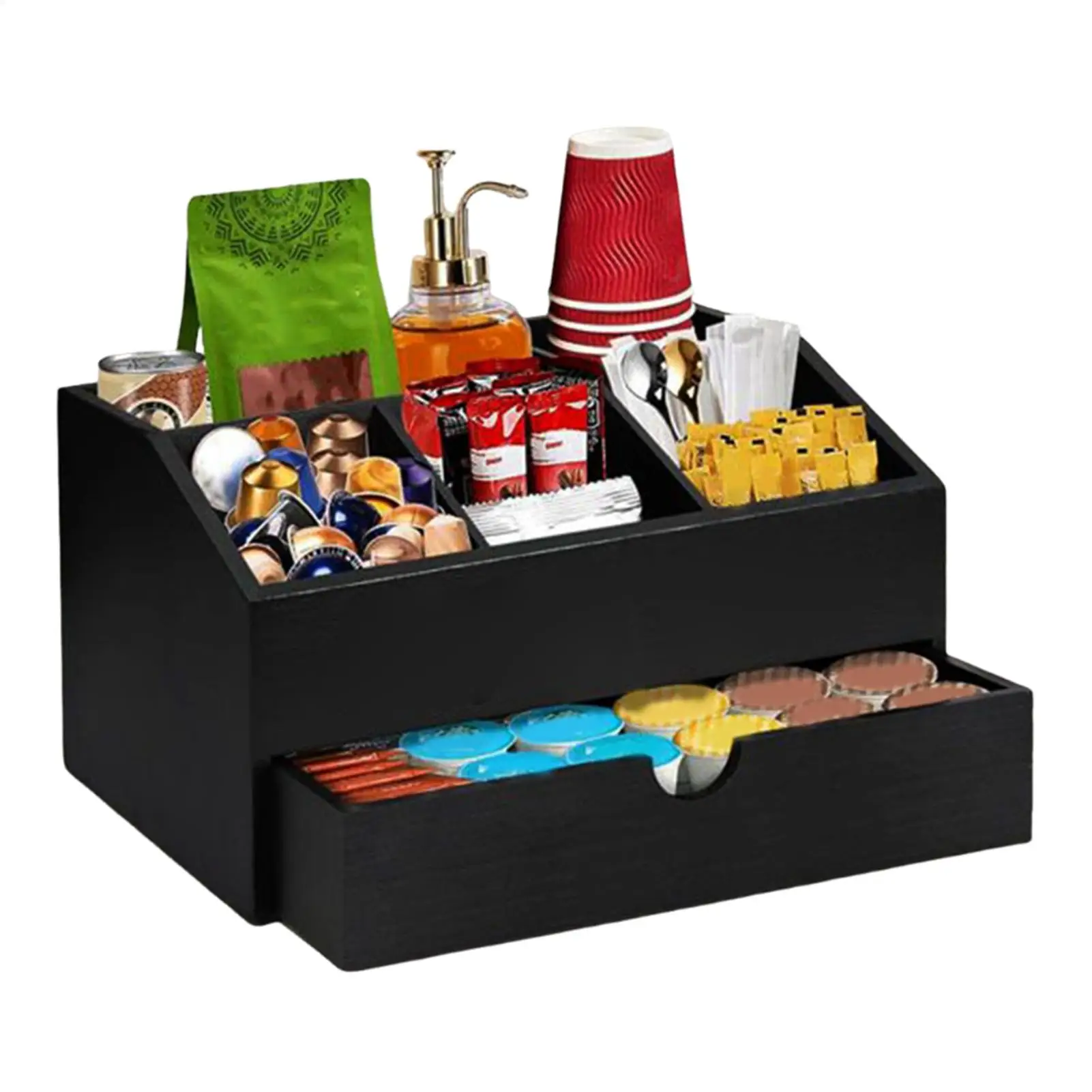 

Coffee Organizer Kitchen Bar Station Tea Bag Holder Coffee Pods Storage Organizer Box For Home Apartment Office Cafe Cabinet