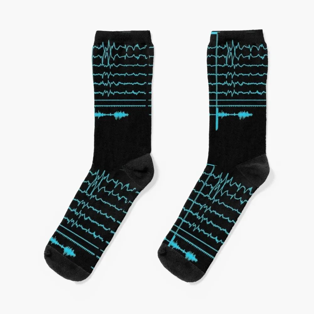 

REM Sleep EEG Teal Socks men cotton high quality with print Boy Socks Women's