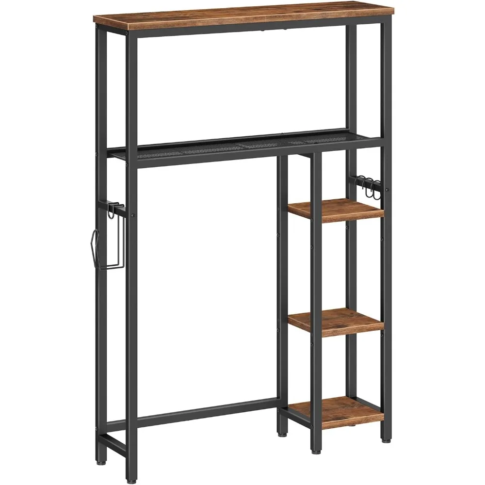 

Over-The-Toilet Storage, 5-Tier Bathroom Organizer Over Toilet with Toilet Paper Holder, Hooks, Bathroom Shelves, Space Saver,