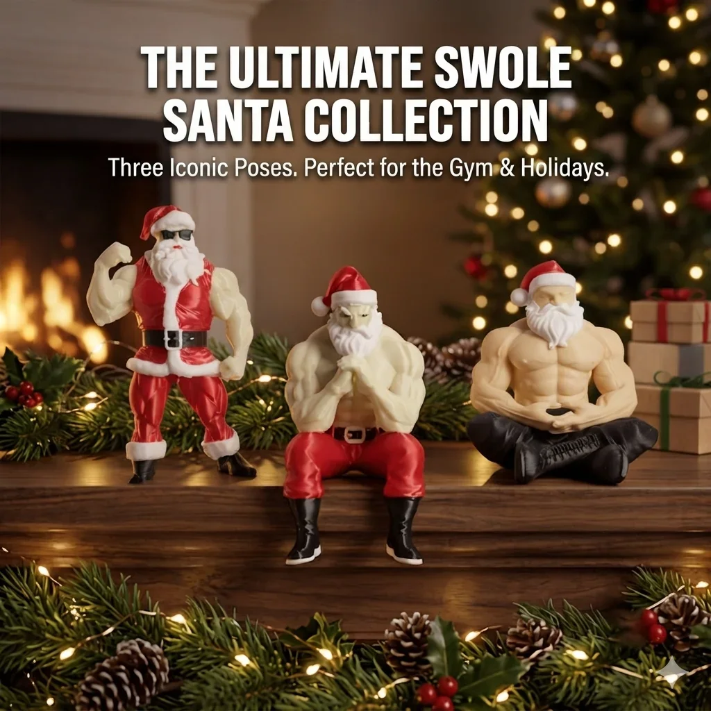 Muscular Santa Claus Action Figure, Funny Bodybuilder Christmas Ornaments Desktop, Decoration Resin Statue Xmas Gift, For Men
