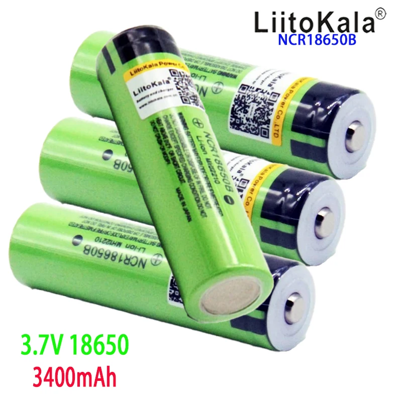 100% New Original  liitokala NCR18650B 3.7 v 3400 mah 18650 Lithium Rechargeable Battery For Flashlight batteries (NO PCB)