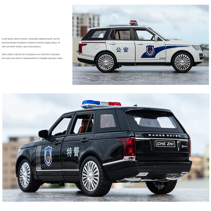 1:24 Land Rover Range Rover police car Simulation Diecast Metal Alloy Model car Sound Light Pull Back Collection Kids Toy Gifts