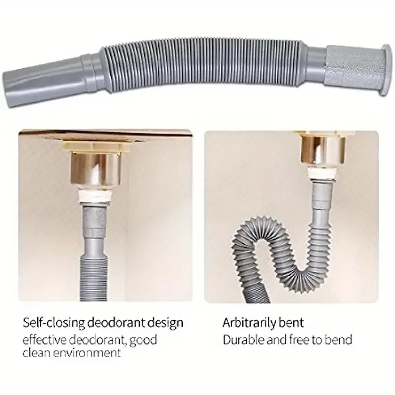 Universal kitchen sink drain hose, thickened, durable, odorless and retractable, suitable for bathroom and kitchen accessories