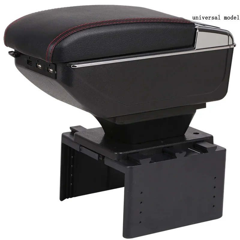 Center Console Storage Car Armrest Single Double Storage Box with USB Charger Auto Parts New Design Universal Black