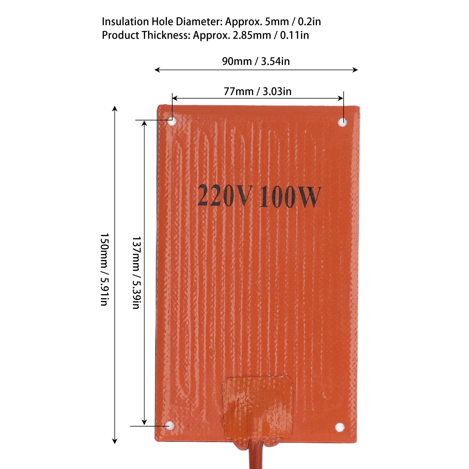 Silicone Rubber Heating Pad Heat Mat Heater 90x150mm AC 220V for Electric Cabinet